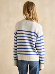 Joules Blue Stripe Jumper With Side Panels - Image 2 of 6