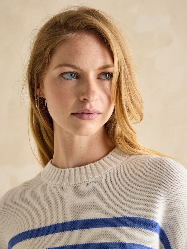 Joules Blue Stripe Jumper With Side Panels - Image 5 of 6