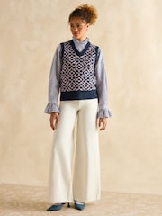 Joules Meredith Navy Blue V-Neck Knitted Vest - Image 3 of 7
