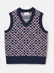 Joules Meredith Navy Blue V-Neck Knitted Vest - Image 7 of 7