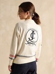 Joules Sail Away Cream Cotton Embroidered Knitted Jumper - Image 2 of 8