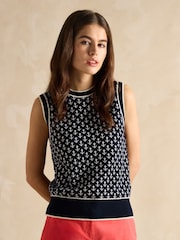 Joules Marine Navy Anchor Cotton Knitted Vest - Image 1 of 6