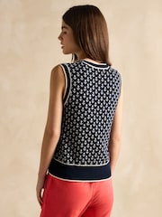 Joules Marine Navy Anchor Cotton Knitted Vest - Image 2 of 6