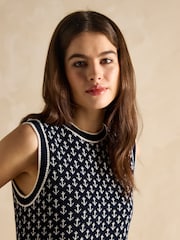 Joules Marine Navy Anchor Cotton Knitted Vest - Image 3 of 6