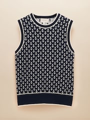 Joules Marine Navy Anchor Cotton Knitted Vest - Image 6 of 6