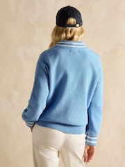 Joules Dibbly Blue Cotton Cable Knit Cricket Jumper - Image 2 of 7