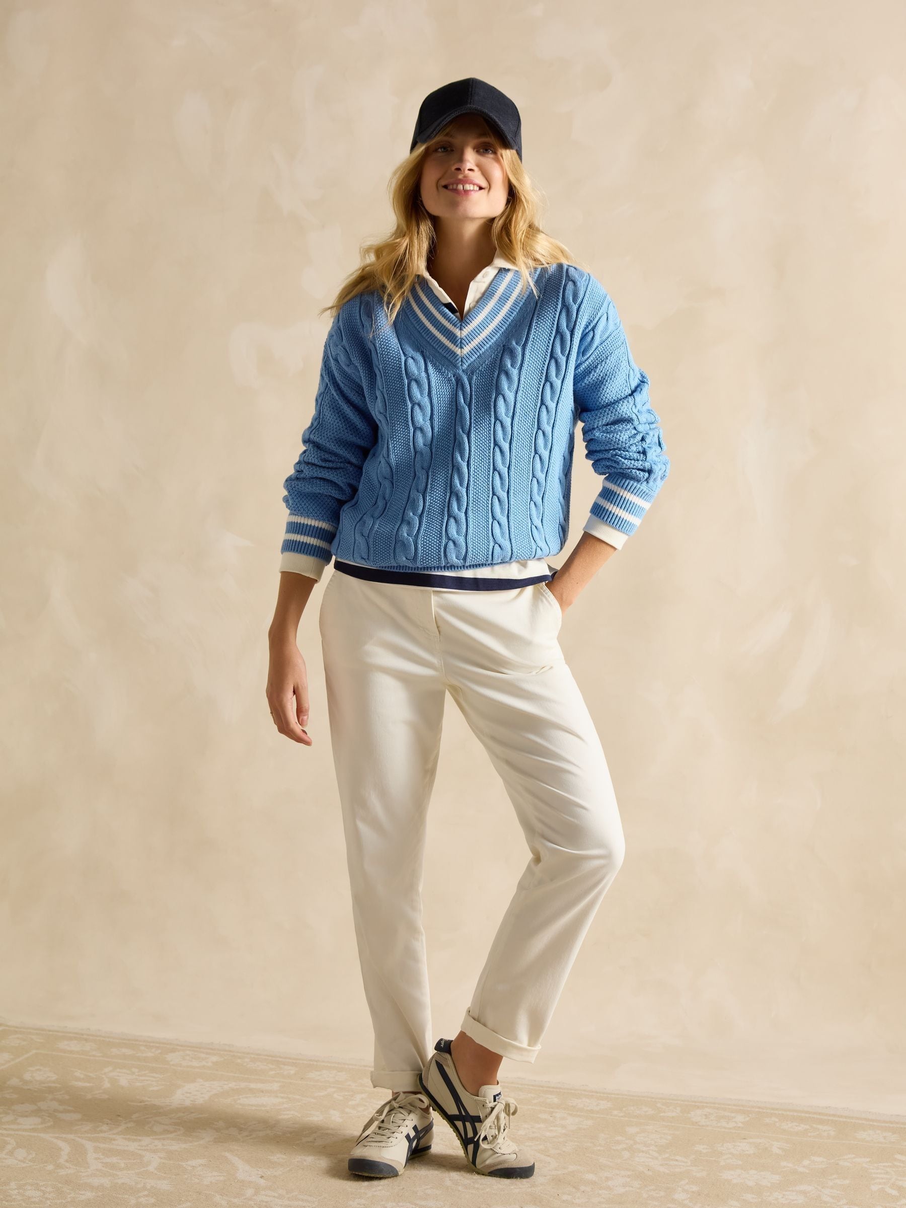 Buy Joules Dibbly Blue Cotton Cable Knit Cricket Jumper from Buy Joules Dibbly Blue Cotton Cable Knit Cricket Jumper from