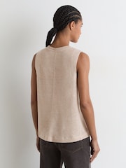 Reiss Stone Neutral Amy Linen Jersey Crew-Neck Vest - Image 5 of 6