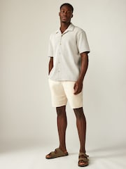 Black/White Cuban Collar Textured Jersey Short Sleeve Shirt - Image 2 of 7