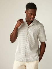 Black/White Cuban Collar Textured Jersey Short Sleeve Shirt - Image 3 of 7