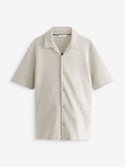 Black/White Cuban Collar Textured Jersey Short Sleeve Shirt - Image 6 of 7