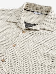 Black/White Cuban Collar Textured Jersey Short Sleeve Shirt - Image 7 of 7
