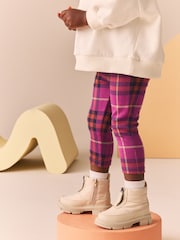 Purple Check Cosy Fleece Lined Leggings (3mths-7yrs) - Image 3 of 3