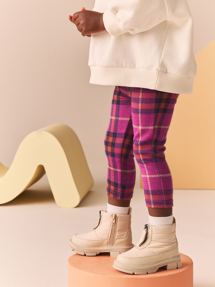 Purple Check Cosy Fleece Lined Leggings (3mths-7yrs) - Image 3 of 3 Purple Check Cosy Fleece Lined Leggings (3mths-7yrs) - Image 3 of 3