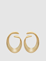 Reiss Gold Tone Birdie Brushed Twist Loop Earrings - Image 1 of 4