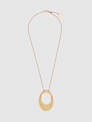 Reiss Gold Tone Bridget Brushed Loop Pendant Necklace - Image 1 of 5