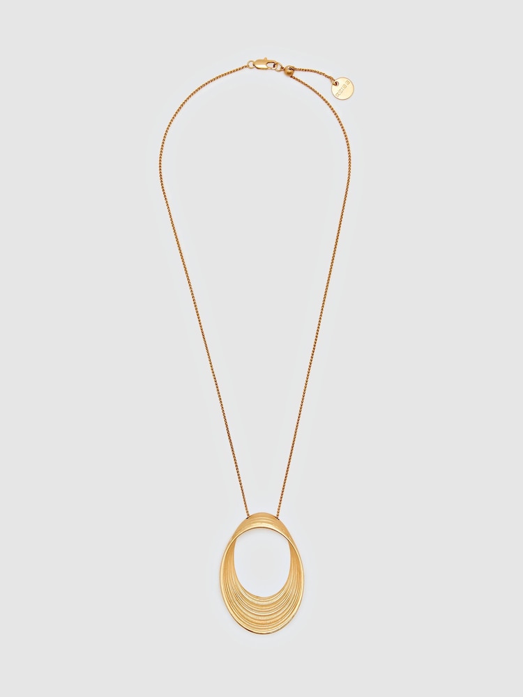 Reiss Gold Tone Bridget Brushed Loop Pendant Necklace - Image 1 of 5