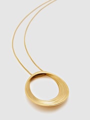 Reiss Gold Tone Bridget Brushed Loop Pendant Necklace - Image 3 of 5