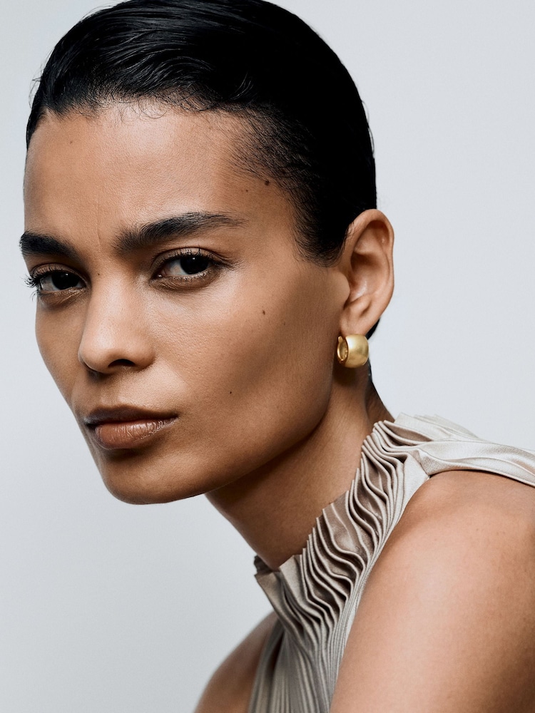 Reiss Gold Tone Porsha Polished Hinged Huggie Earrings - Image 1 of 4 Reiss Gold Tone Porsha Polished Hinged Huggie Earrings - Image 1 of 4
