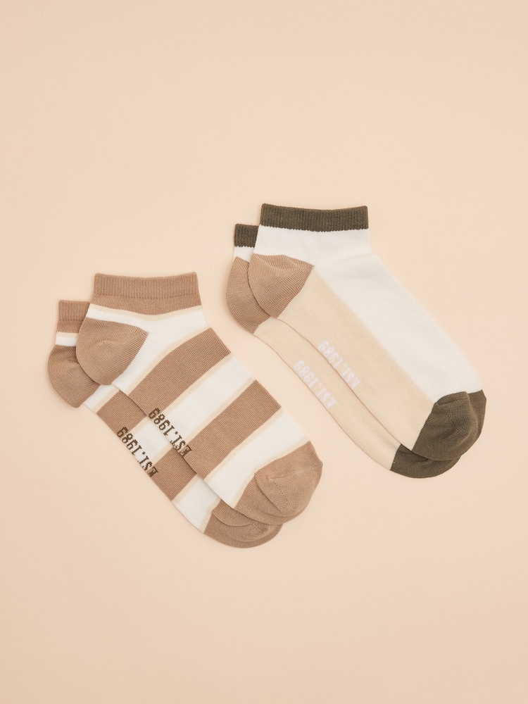 Joules Men's Rilla Brown Pack of Two Trainer Socks - Image 1 of 5