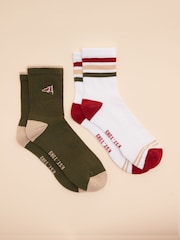 Joules Men's Volley Khaki Green Pack of Two Tennis Socks - Image 1 of 5