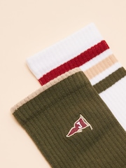 Joules Men's Volley Khaki Green Pack of Two Tennis Socks - Image 2 of 5