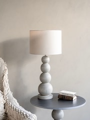 Libra Interiors Oak Wood Barnabus Table Lamp with Shade - Image 1 of 5