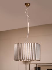 Libra Interiors Champagne Silver Burgh Opaque Glass Drum Pendant Ceiling Light - Image 2 of 4