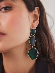 Green Chunky Statement Drop Earrings - Image 4 of 5