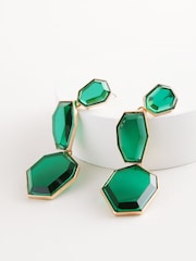 Green Chunky Statement Drop Earrings - Image 5 of 5