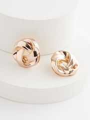 Gold Tone Statement Swirl Button Earrings - Image 5 of 5