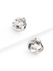 Silver Tone Statement Swirl Button Earrings - Image 4 of 4