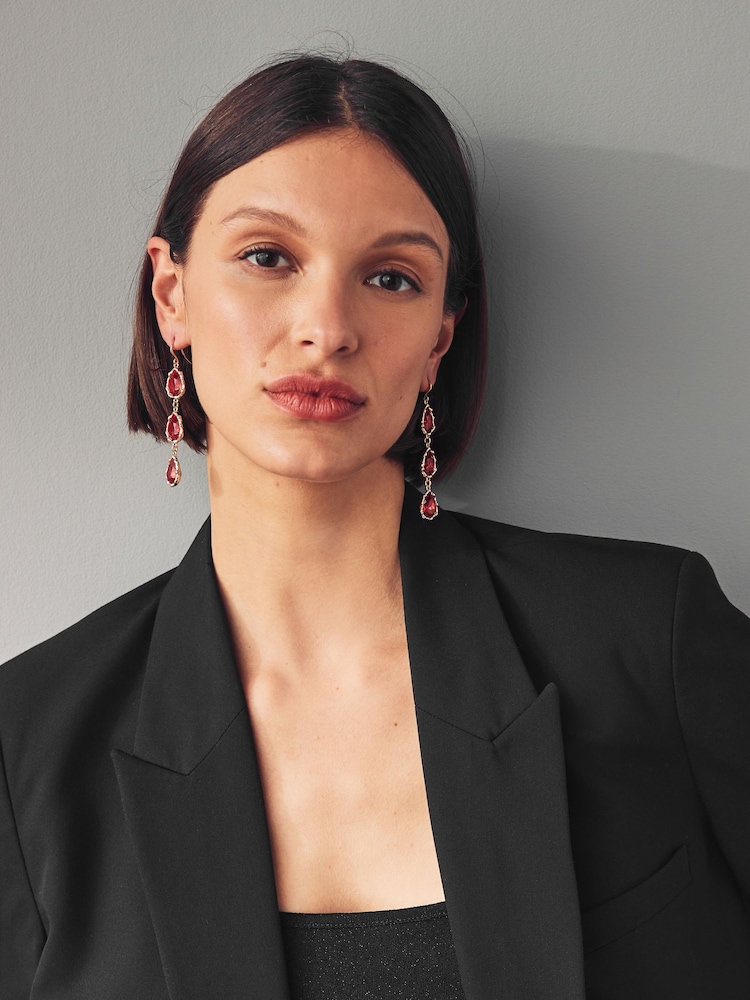 Pink Sparkle Drop Earrings Made With Recycled Zinc - Image 1 of 4