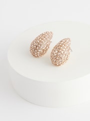 Gold Tone Sparkle Teardrop Stud Earrings - Image 3 of 3