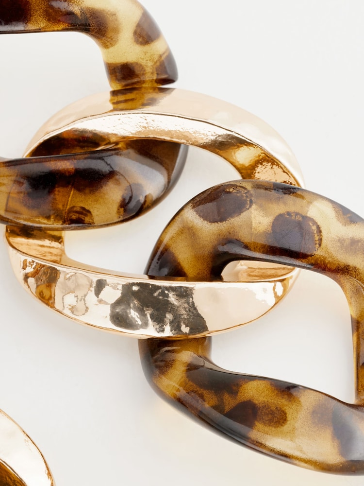 Tortoiseshell Brown Chunky Chain Earrings - Image 5 of 5 Tortoiseshell Brown Chunky Chain Earrings - Image 5 of 5