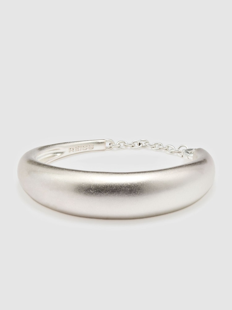 Reiss Silver Tone Selina Smooth Curve Chain-Back Bangle - Image 2 of 4 Reiss Silver Tone Selina Smooth Curve Chain-Back Bangle - Image 2 of 4