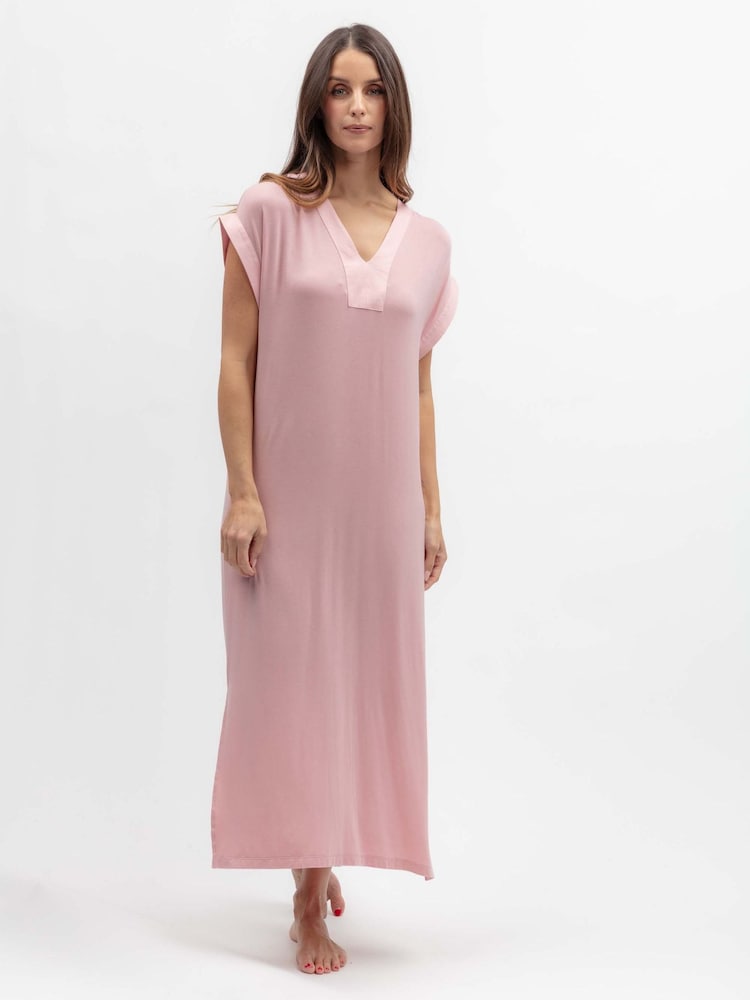 Rosa - Camisola longa Nora Rose em malha com mangas curtas - Imagem 1 de 3