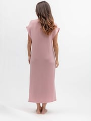 Rosa - Camisola longa Nora Rose em malha com mangas curtas - Imagem 2 de 3