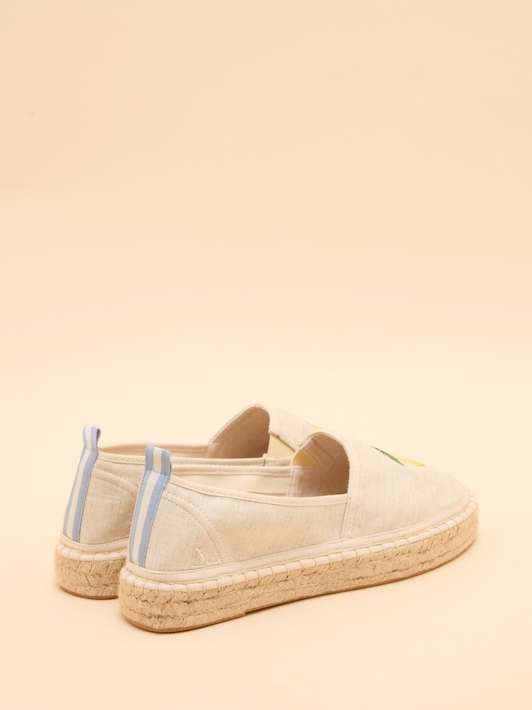 Joules Shoreline Cream Lemon Print Espadrilles - Image 3 of 5