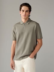 Neutral Relaxed Fit Heavyweight Quarter Zip Polo Shirt - Image 1 of 8