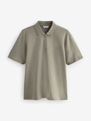 Neutral Relaxed Fit Heavyweight Quarter Zip Polo Shirt - Image 6 of 8