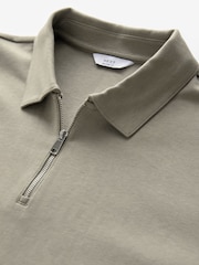 Neutral Relaxed Fit Heavyweight Quarter Zip Polo Shirt - Image 7 of 8