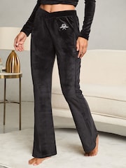 Lipsy Black Velour Wide Leg Trousers - Image 1 of 4