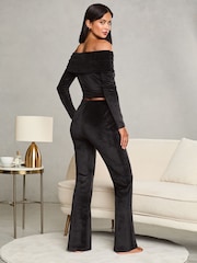 Lipsy Black Velour Wide Leg Trousers - Image 4 of 4