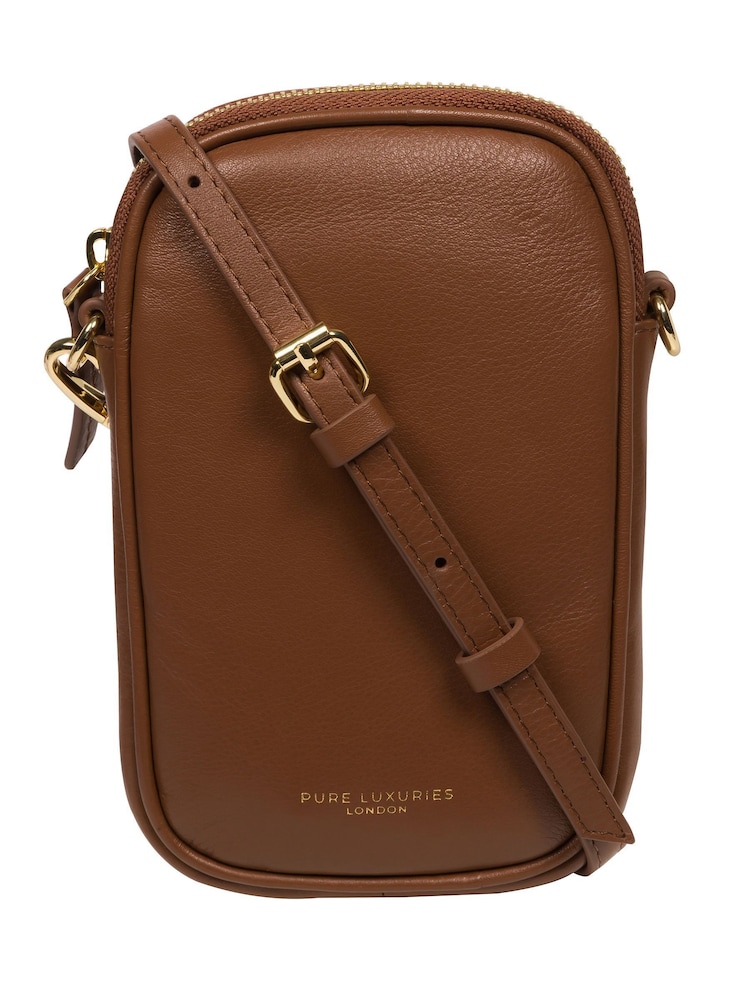 Pure Luxuries London Alaina Nappa Leather Cross-Body Phone Bag - Image 1 of 5