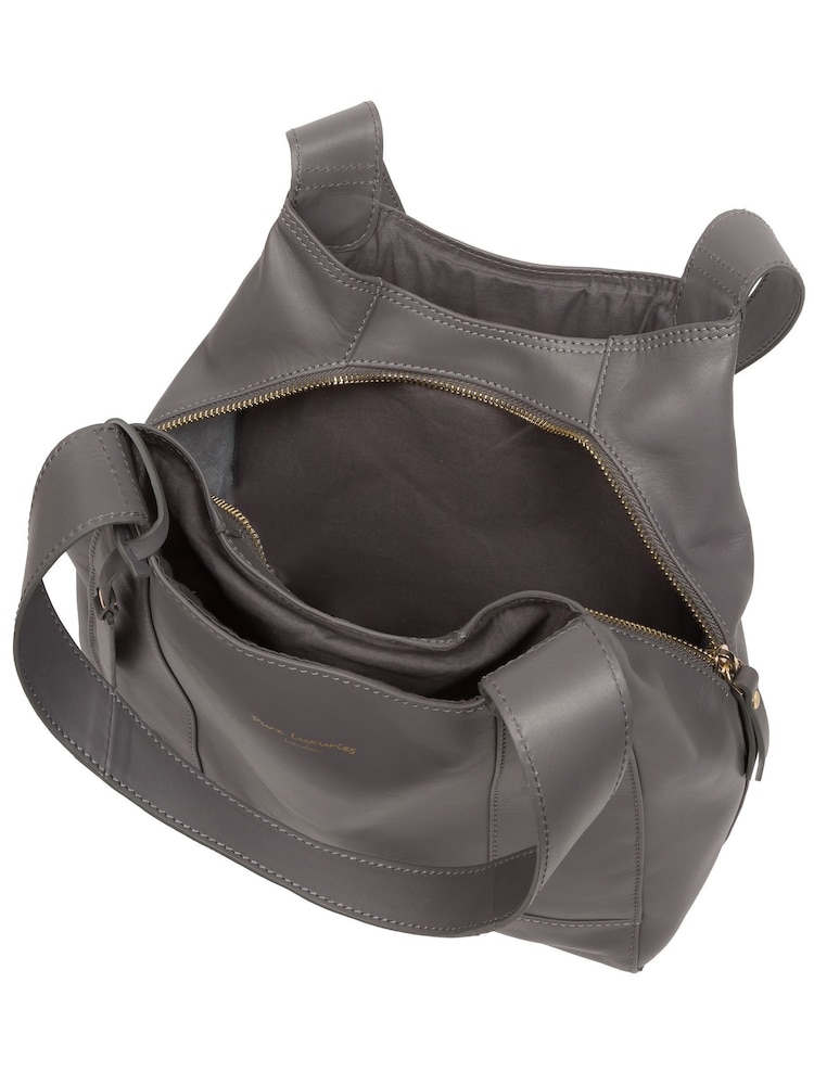 Chromgrau - Pure Luxuries London Colette Handtasche aus Leder - Bild 8 von 8 Chromgrau - Pure Luxuries London Colette Handtasche aus Leder - Bild 8 von 8