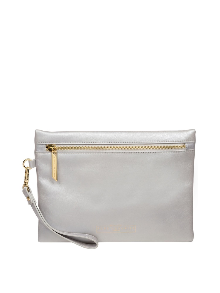 Silber - Pure Luxuries London Chalfont Leder-Clutch - Bild 1 von 6