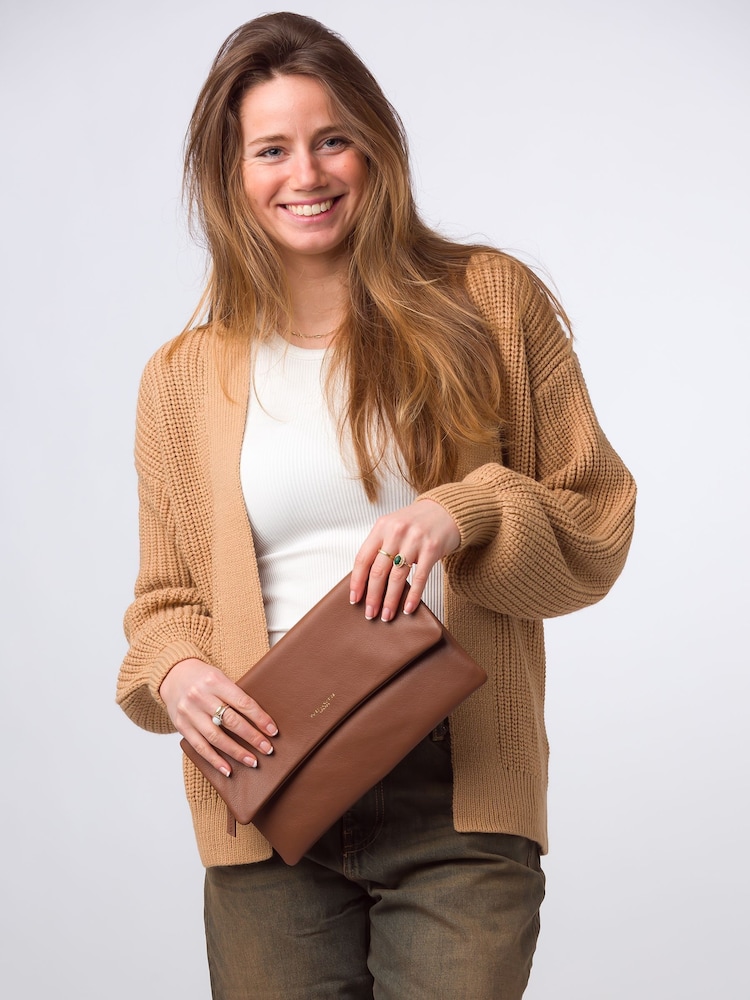 Dunkelbraun - Pure Luxuries London Amelia Clutch aus Nappaleder - Bild 2 von 5