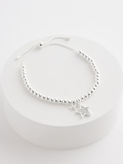 Silberfarben - Pully-Armband mit Sternperlen aus recyceltem Messingzink - Bild 3 von 4