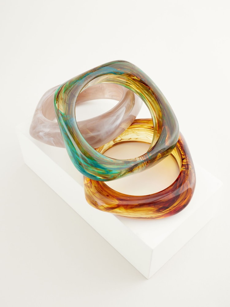 Brown/Khaki Green Chunky Bangle Pack - Image 1 of 2